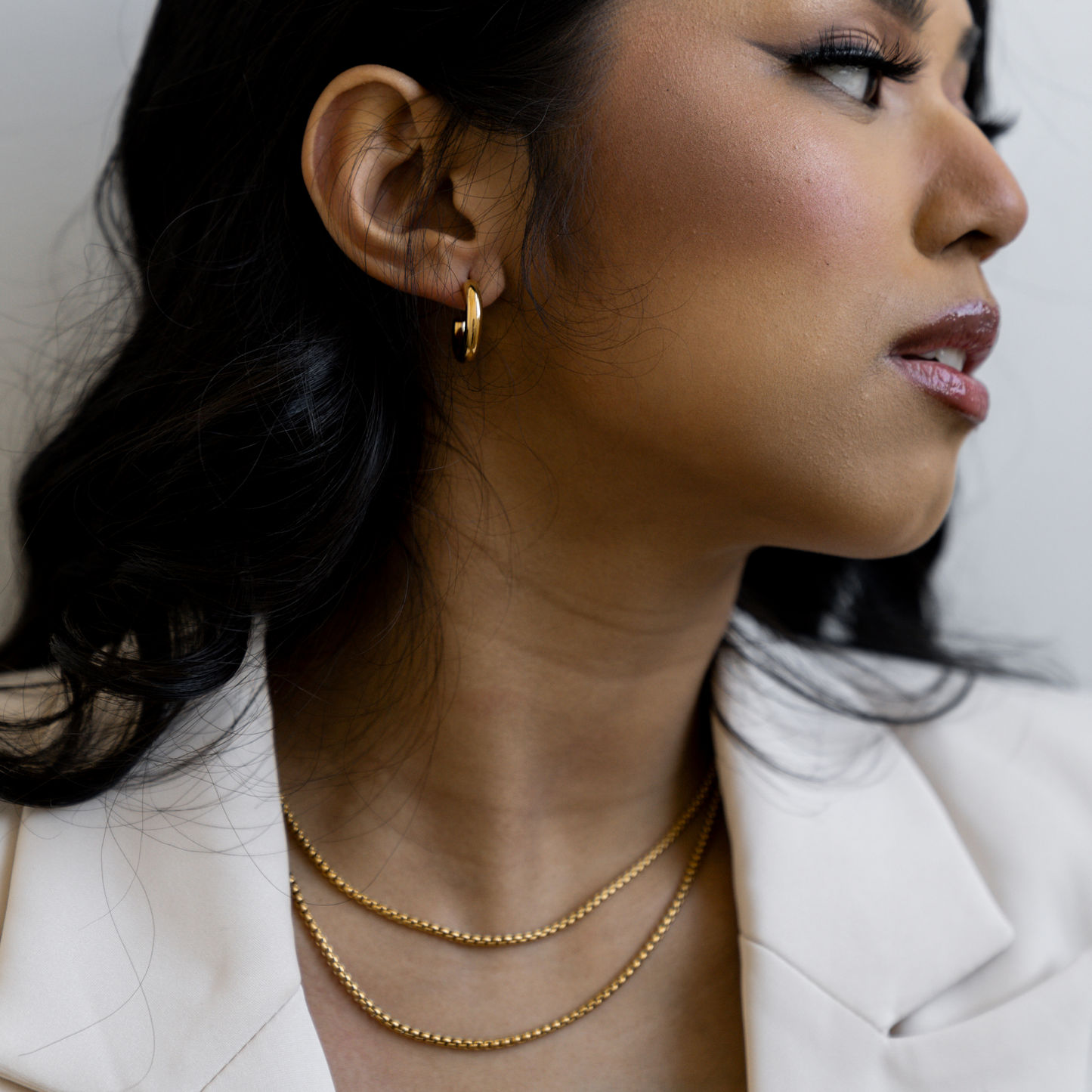 Classic Thick Hoop Earrings - Gold