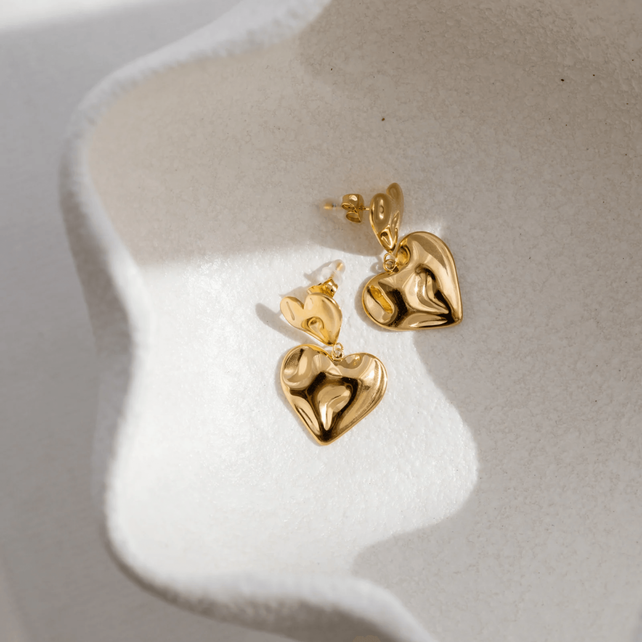 Asmara Heart Earrings - Gold - La Musa Jewellery