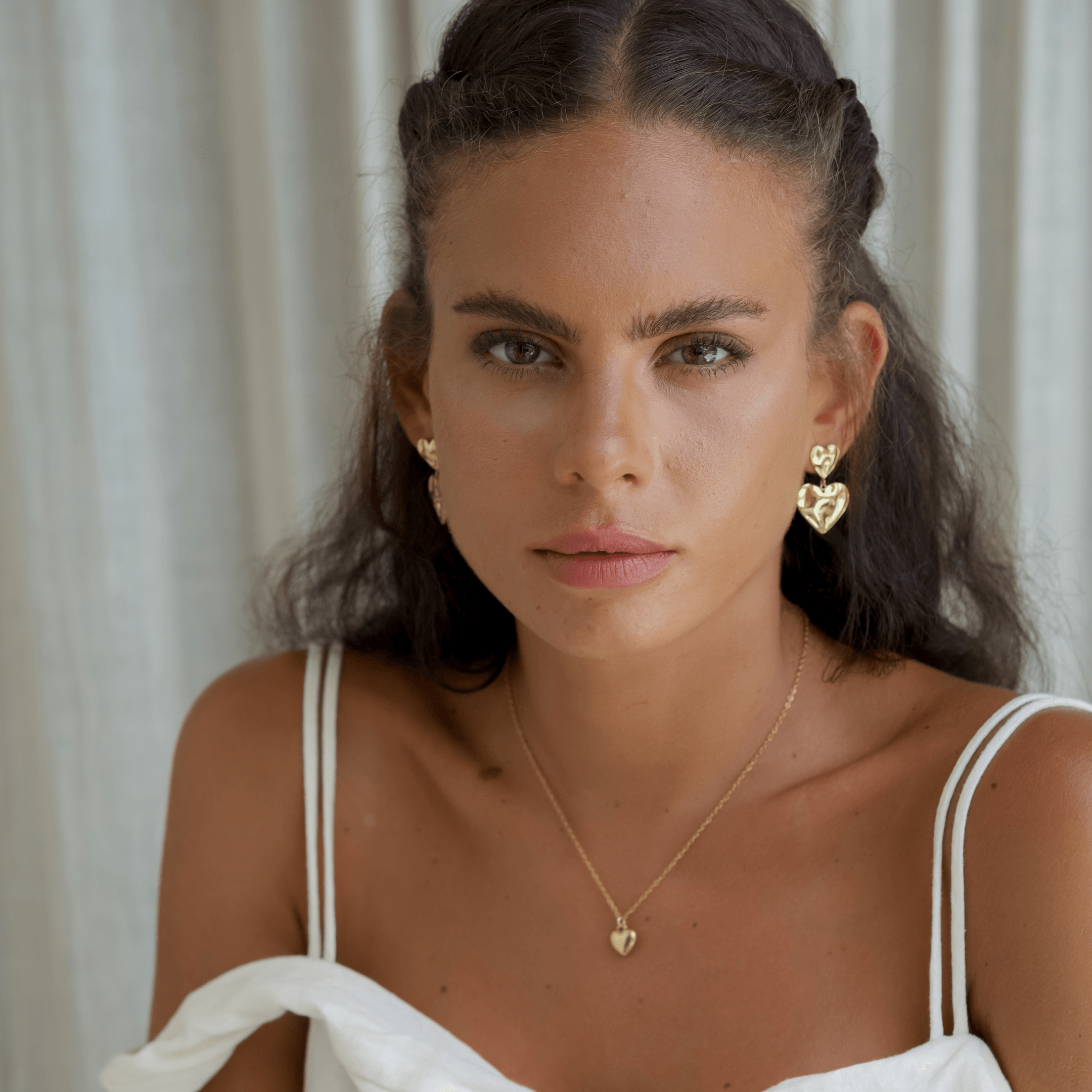 Asmara Heart Earrings - Gold - La Musa Jewellery