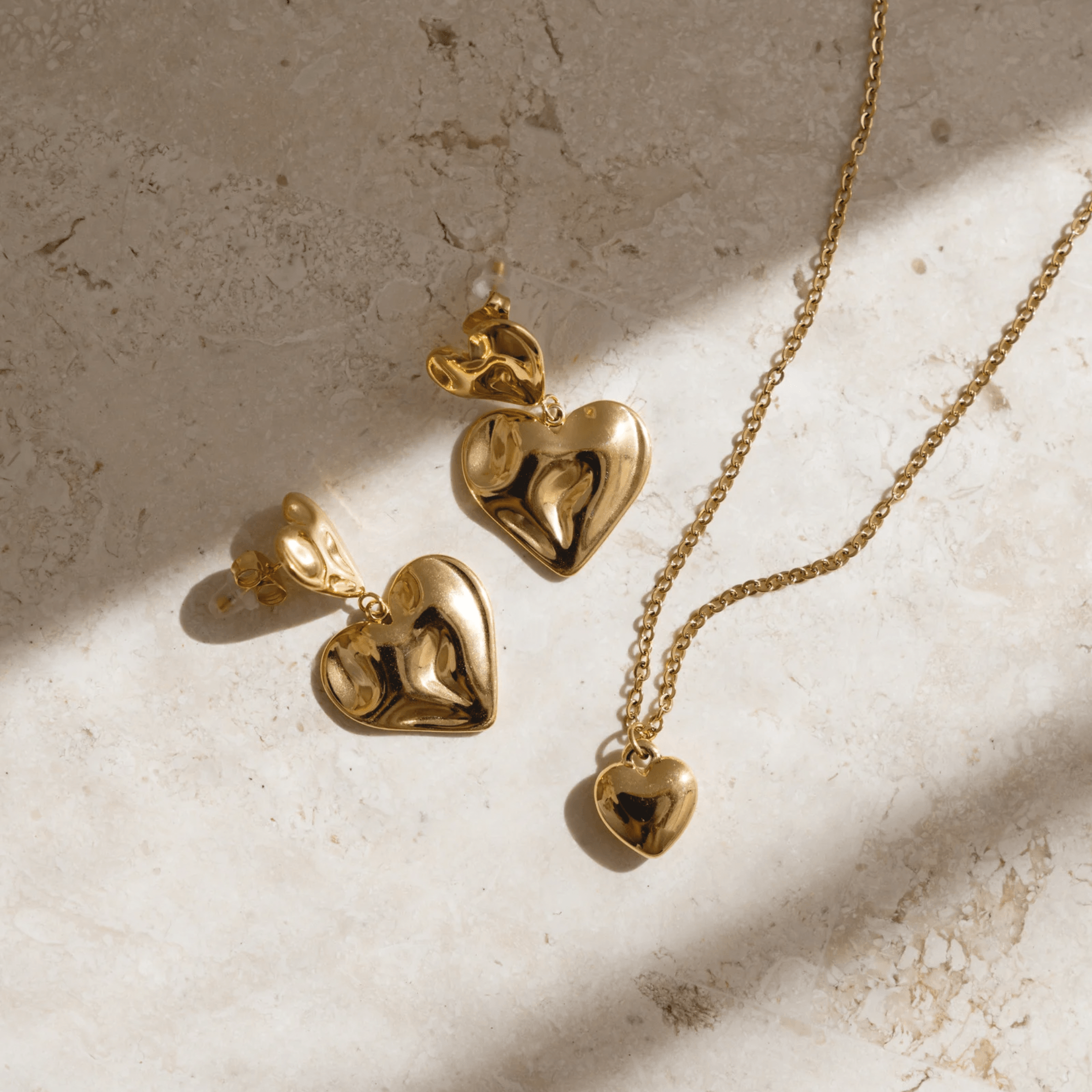 Asmara Heart Earrings - Gold - La Musa Jewellery