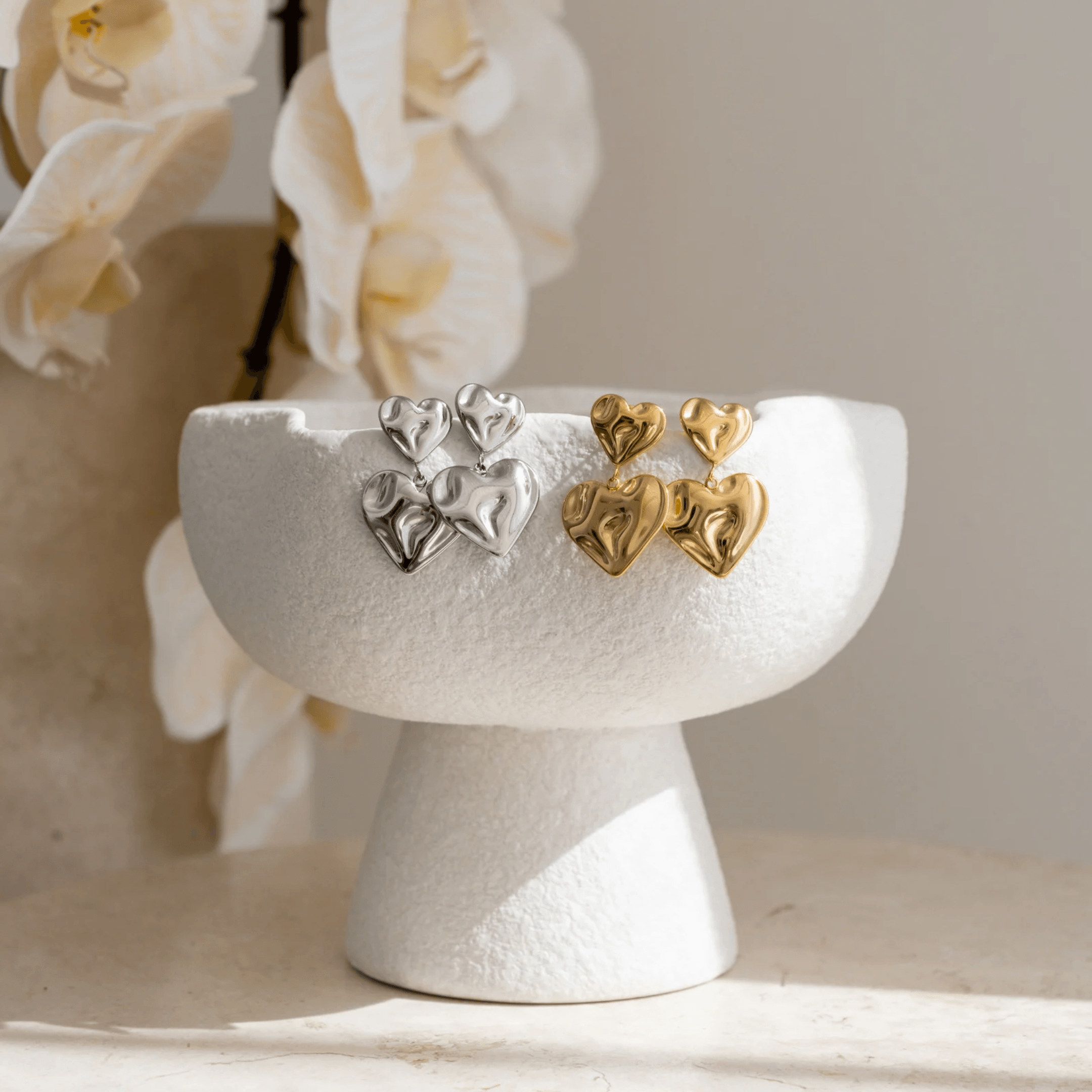 Asmara Heart Earrings - Gold - La Musa Jewellery