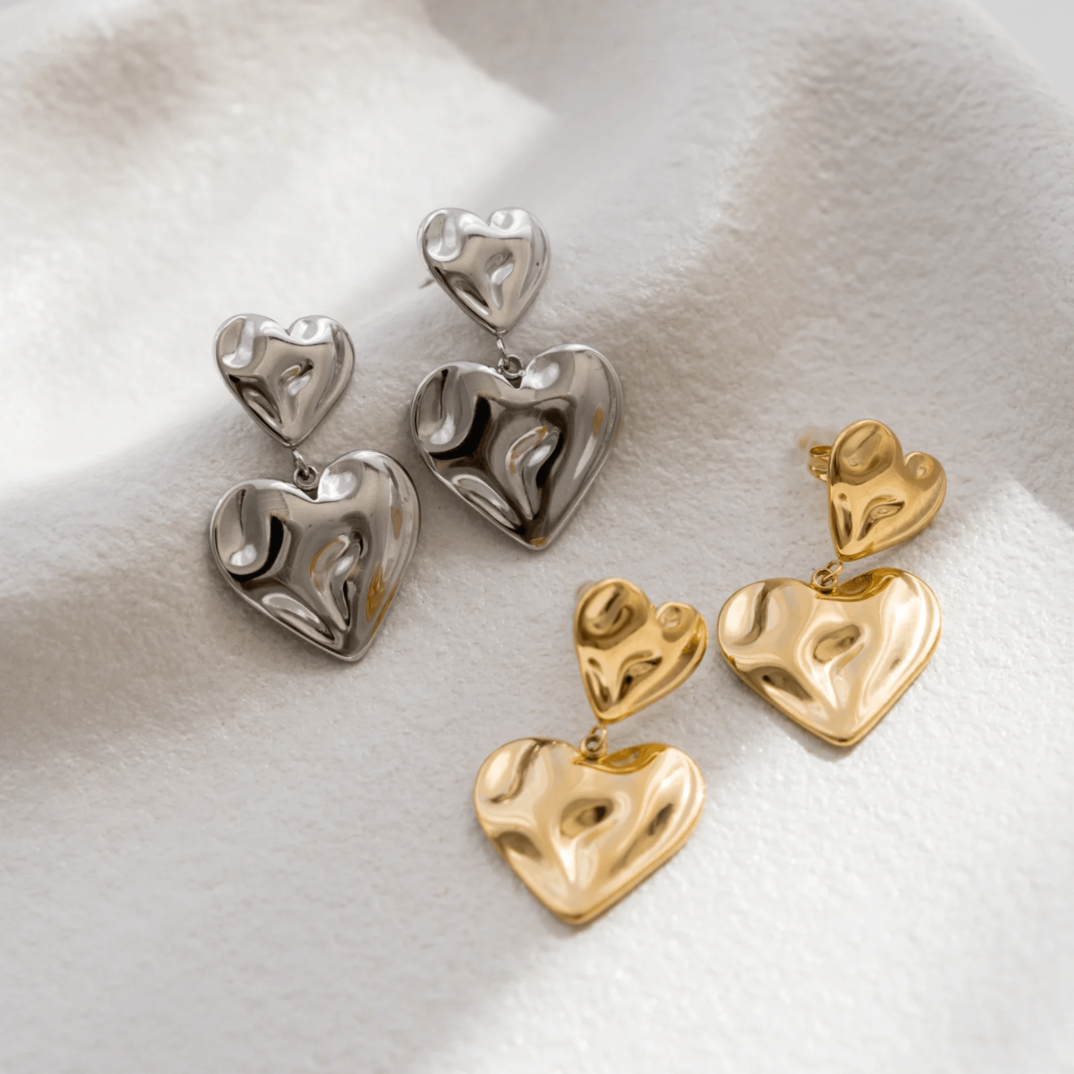 Asmara Heart Earrings - Gold - La Musa Jewellery