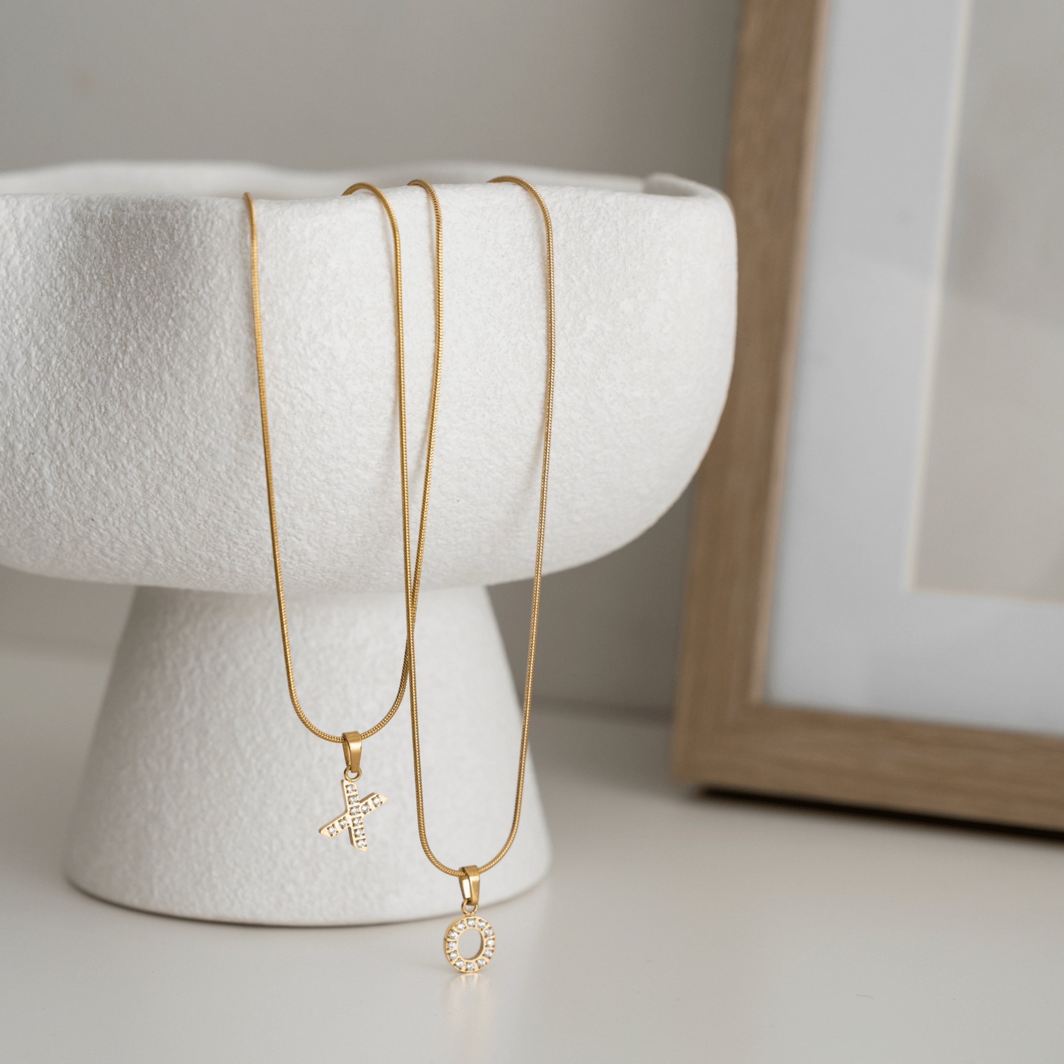 Initial Letter Necklace - a, b, c, e, f, g, Gold, h, i, j, k, l, letter, m, mens, n, name, o, p, personalised, q, r, s, t, u, v, w, x, y, z - La Musa Jewellery