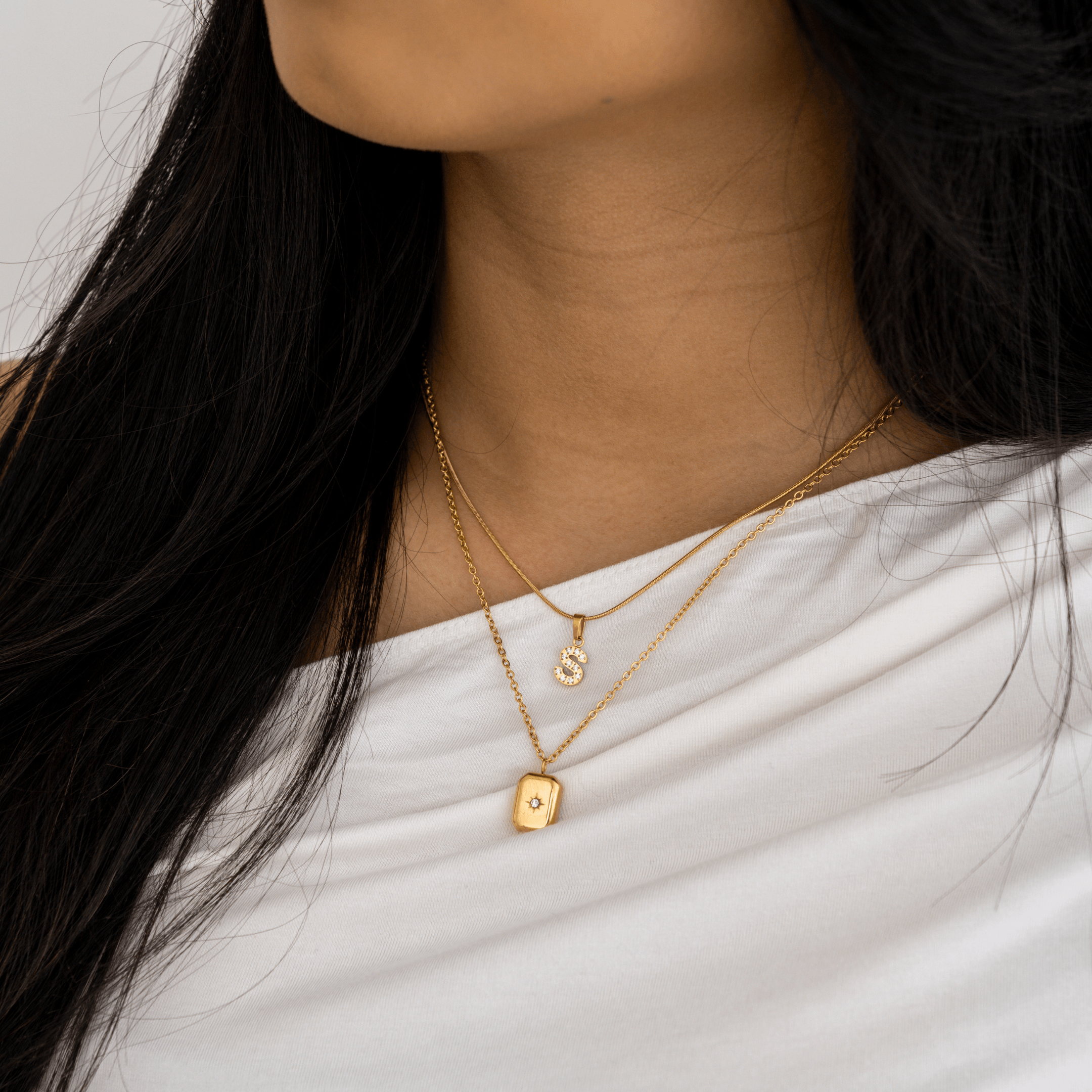 Initial Letter Necklace - a, b, c, e, f, g, Gold, h, i, j, k, l, letter, m, mens, n, name, o, p, personalised, q, r, s, t, u, v, w, x, y, z - La Musa Jewellery