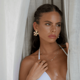 Melati Flower Earrings - Drop Earrings, flower, gemstone, Gold, statement, statement earrings - La Musa Jewellery