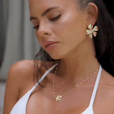 Melati Flower Earrings - Drop Earrings, flower, gemstone, Gold, statement, statement earrings - La Musa Jewellery