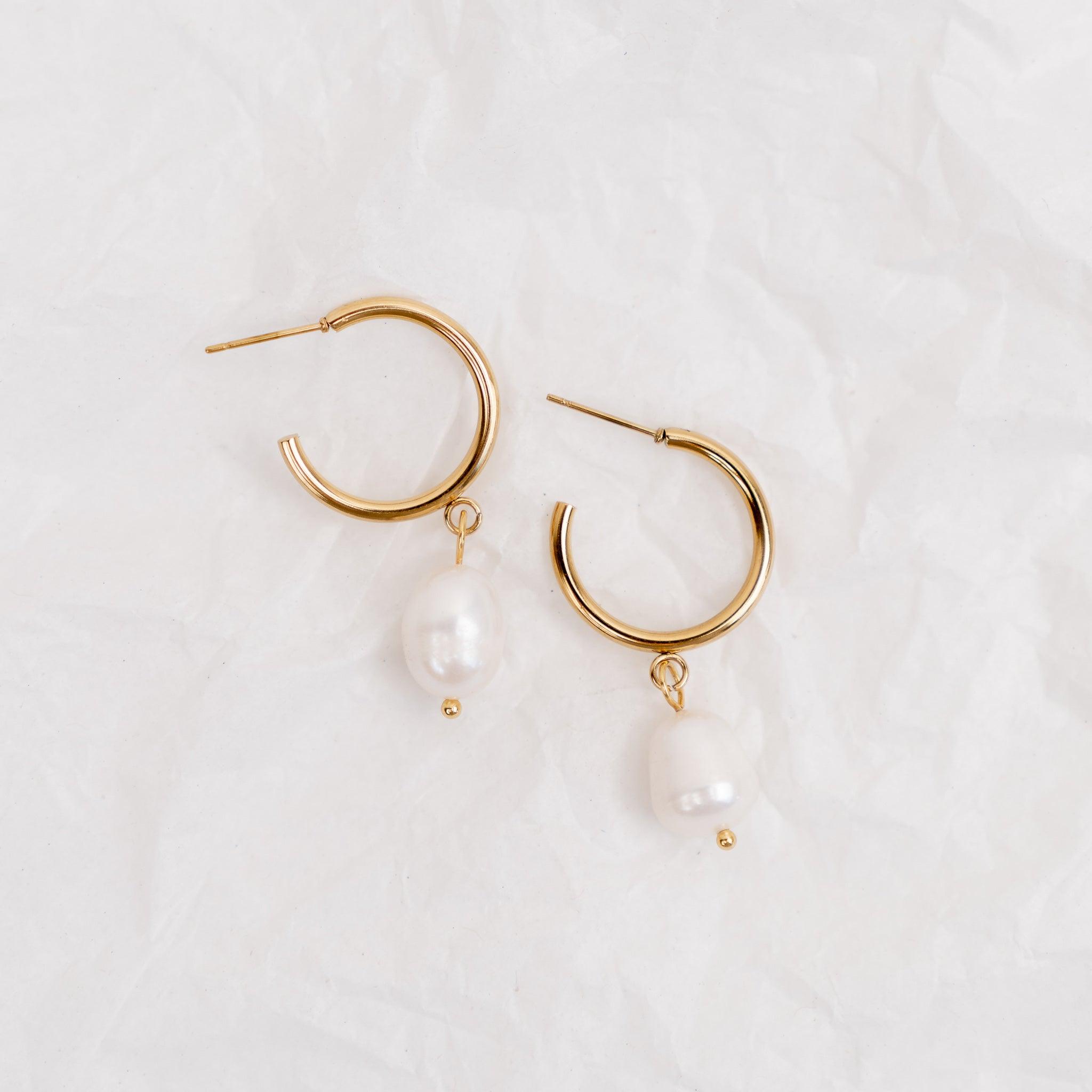Brighton Pearl Hoop Earrings - La Musa Jewellery