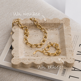 Gold chain necklace and bracelet jewellery set - The Uluwatu Set - La Musa Jewellery