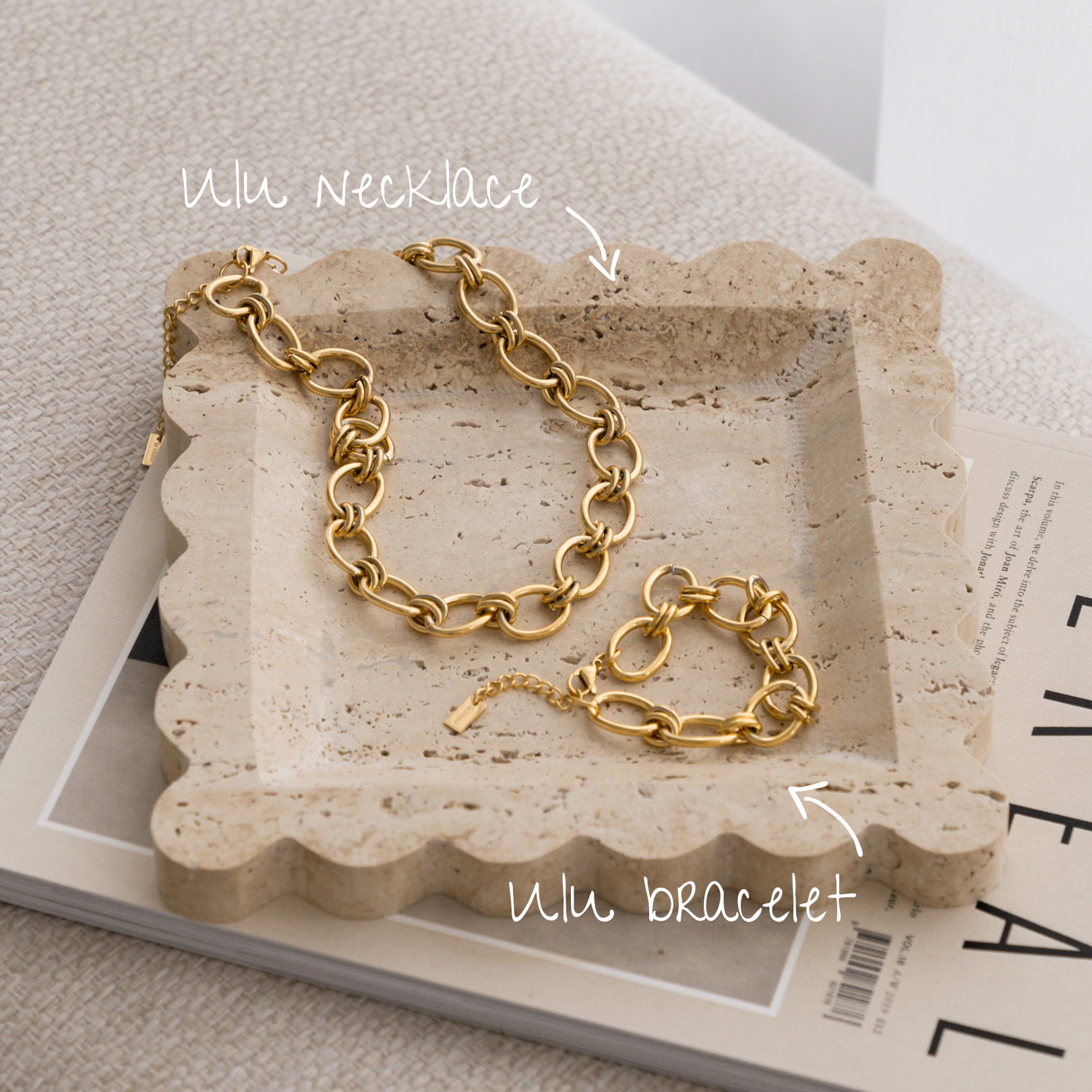Gold chain necklace and bracelet jewellery set - The Uluwatu Set - La Musa Jewellery