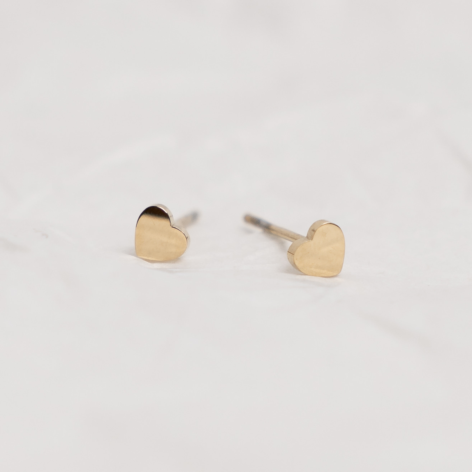 Gold Heart Stud Earrings - waterproof jewellery - La Musa Jewellery