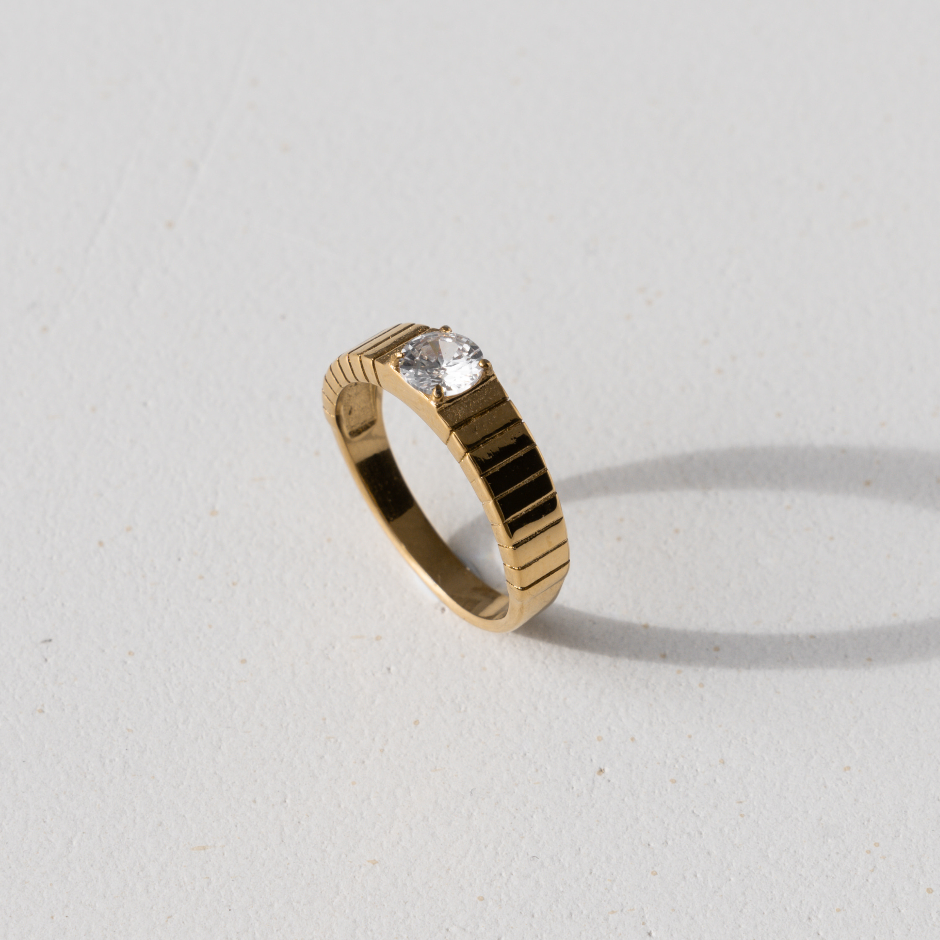 Princess Ring - Gold cubic zirconia ring - waterproof jewellery - La Musa Jewellery