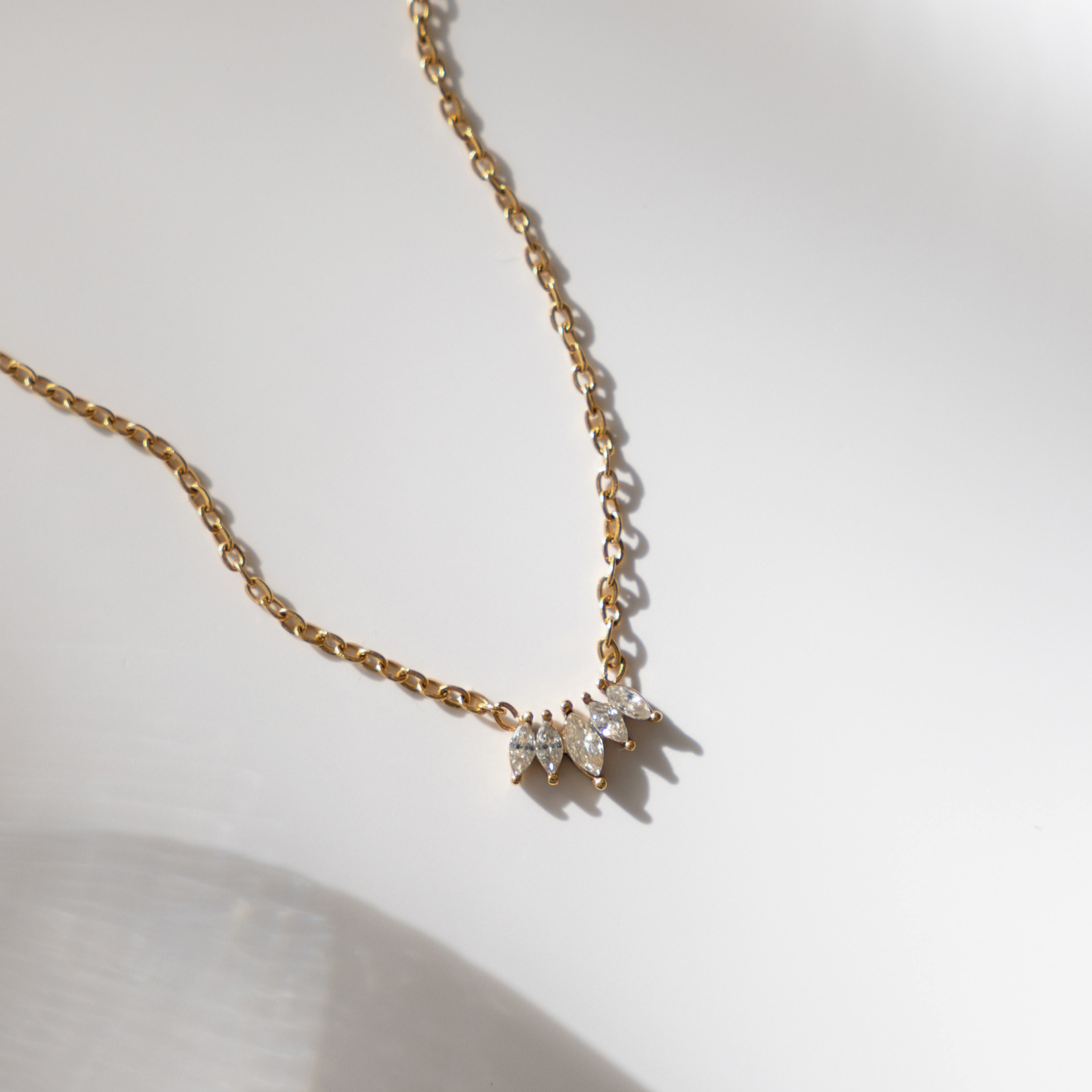 Marquise Necklace - gold dainty gemstone pendant necklace - La Musa Jewellery