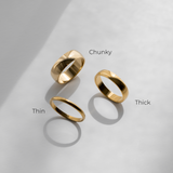Minimalist Ring Gold - thin, thick and chunky band rings - waterproof jewellery- La Musa Jewellery