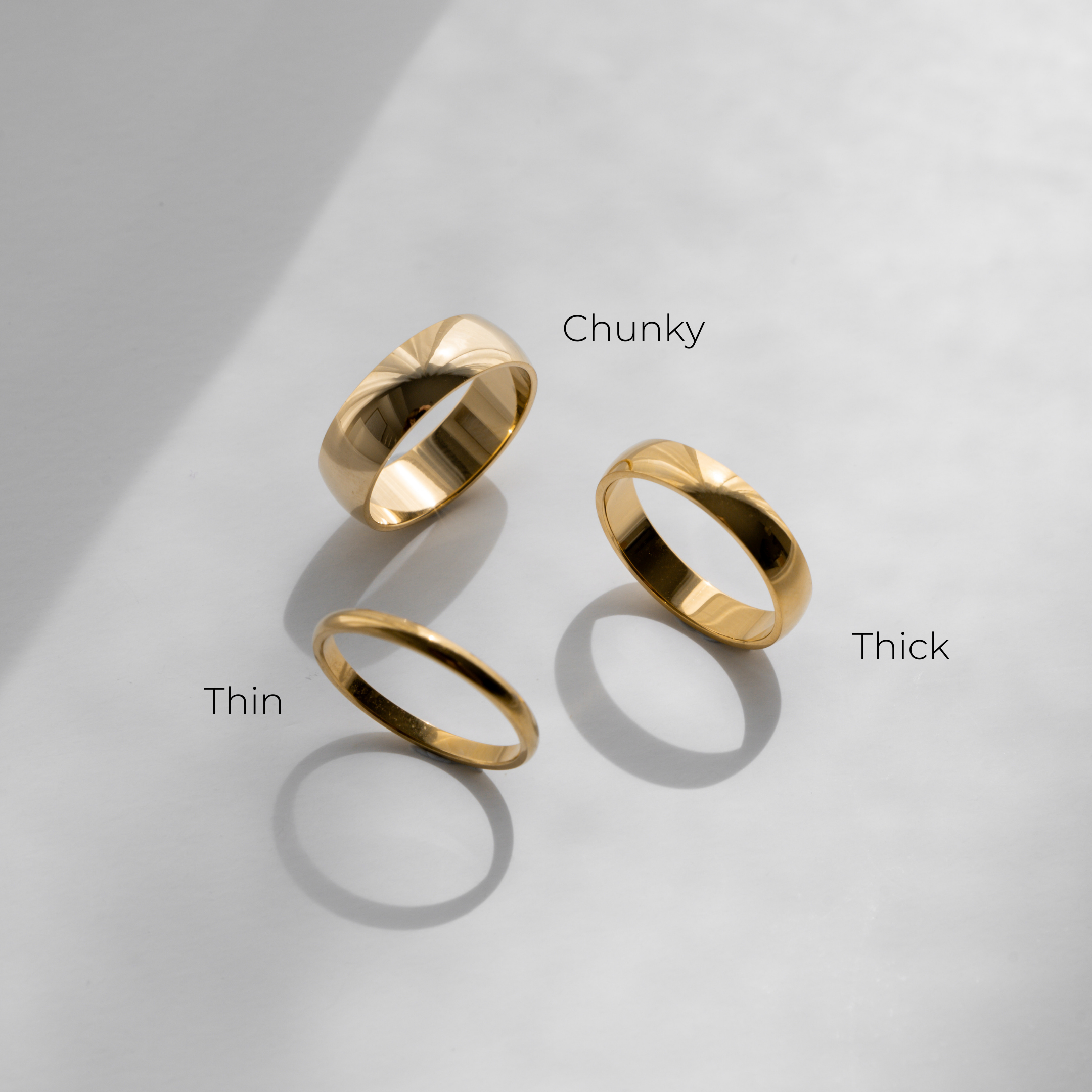 Minimalist Ring Gold - thin, thick and chunky band rings - waterproof jewellery- La Musa Jewellery