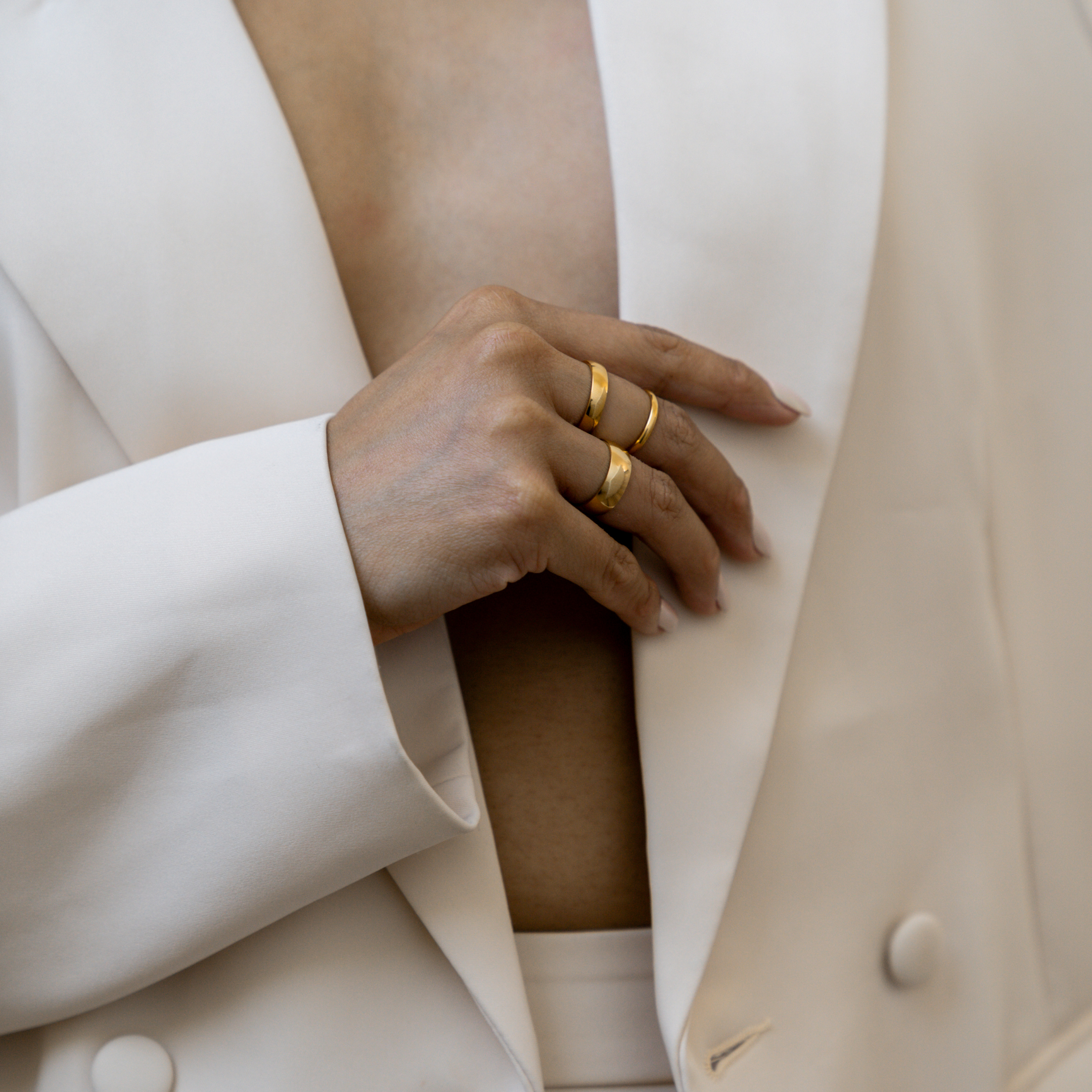 Minimalist Ring Gold - thin, thick and chunky band rings - waterproof jewellery- La Musa Jewellery
