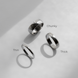 Minimalist Ring Silver - thin, thick and chunky ring bands - waterproof jewellery - La Musa Jewellery