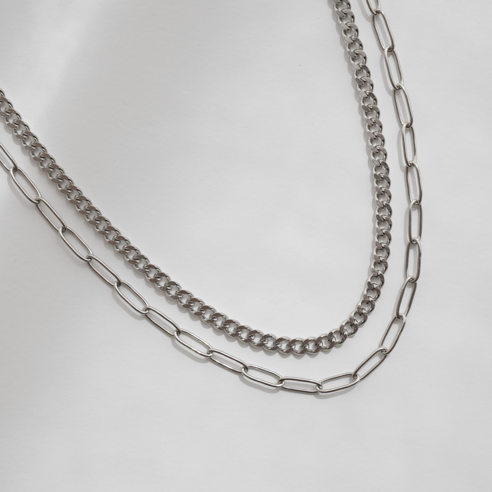 Perfect Pair Necklace Silver - double layered chain necklace - waterproof jewellery - La Musa Jewellery
