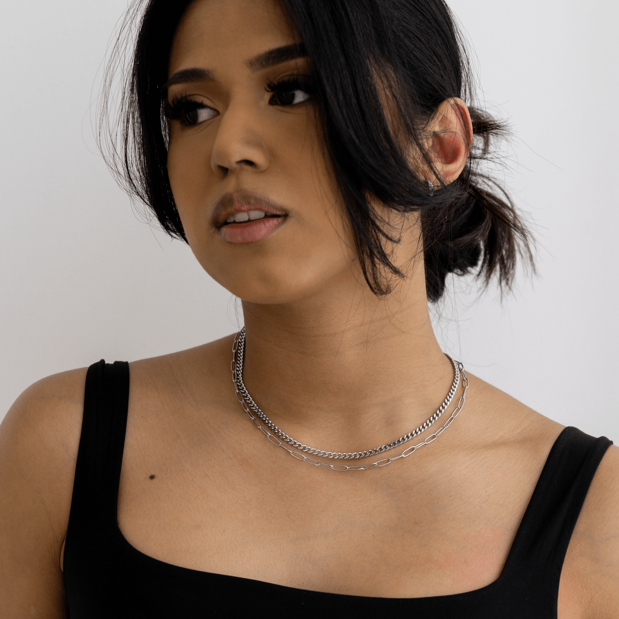 Perfect Pair Necklace Silver - double layered chain necklace - waterproof jewellery - La Musa Jewellery