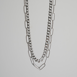 Perfect Pair Necklace Silver - double layered chain necklace - waterproof jewellery - La Musa Jewellery