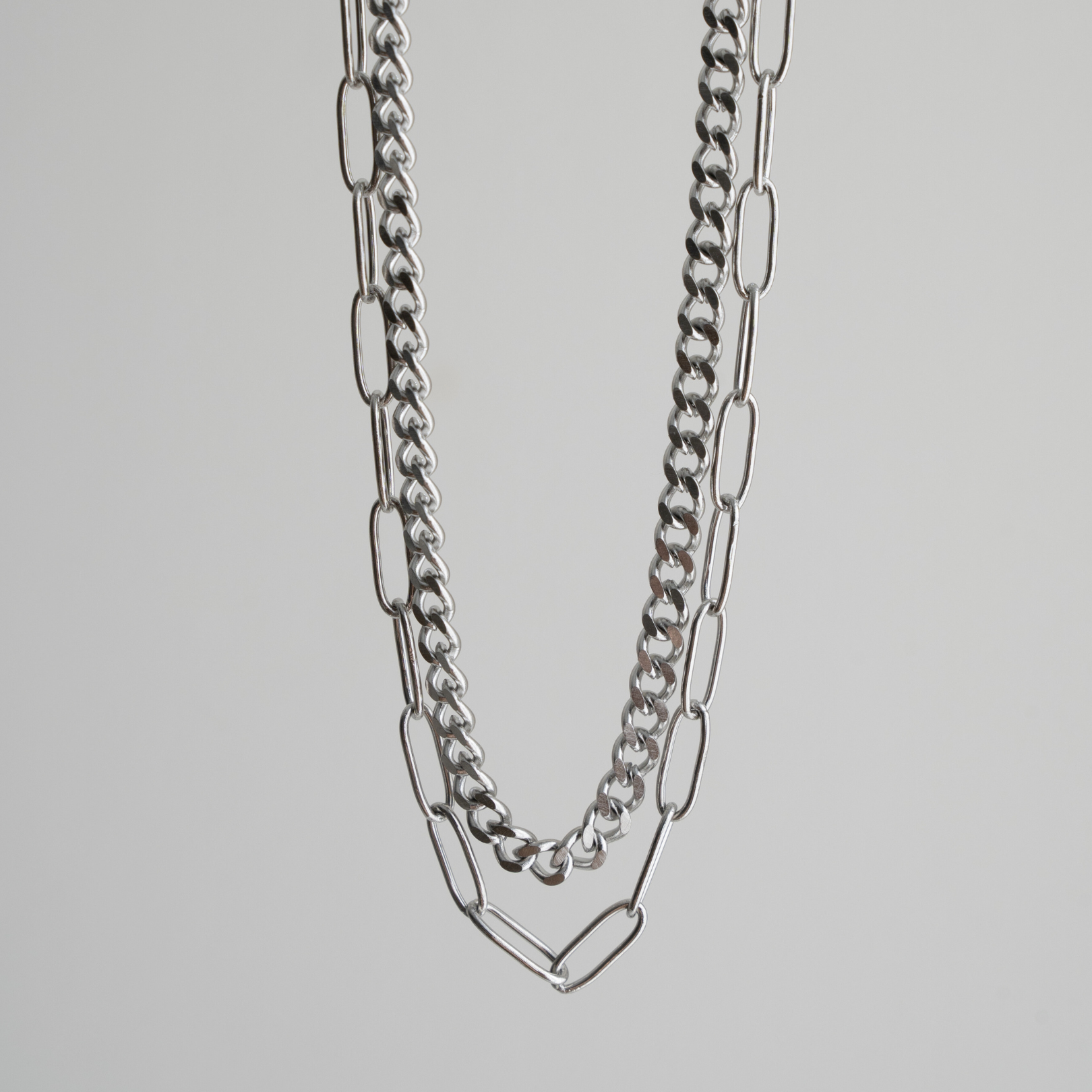 Perfect Pair Necklace Silver - double layered chain necklace - waterproof jewellery - La Musa Jewellery