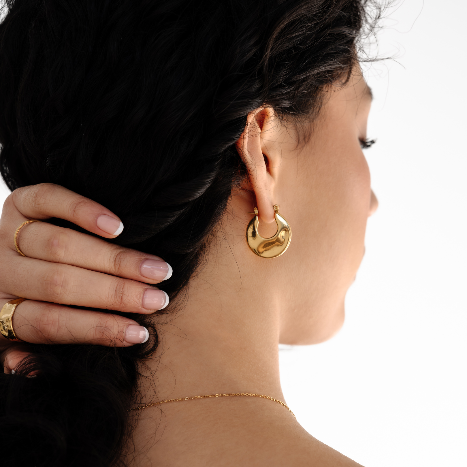 Prosecco Earrings - gold waterproof hoop earrings - waterproof jewellery - La Musa Jewellery