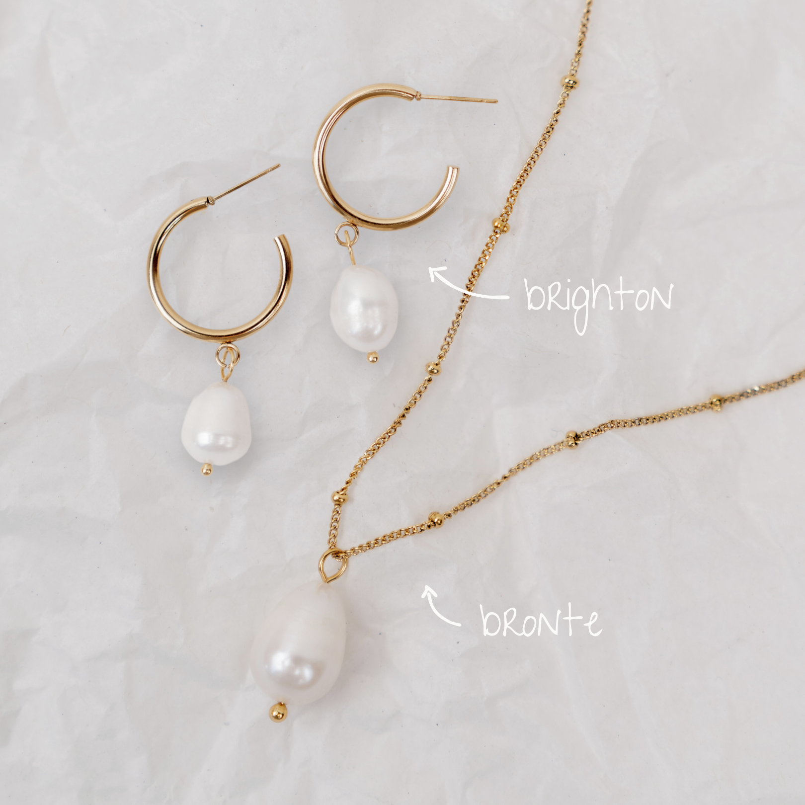The Brighton Pearl Jewellery Set - pearl pendant necklace and pearl hoop earrings - La Musa Jewellery