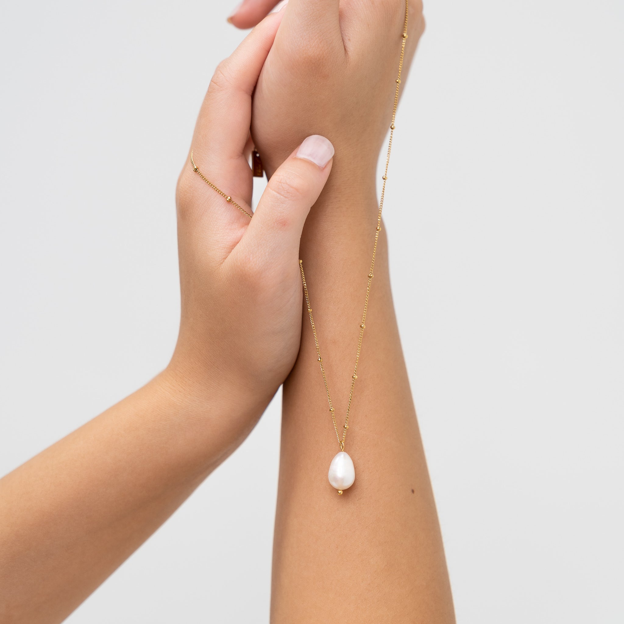 The Brighton Pearl Jewellery Set - pearl pendant necklace and pearl hoop earrings - La Musa Jewellery