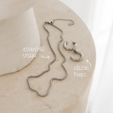 The Classics Set Silver - silver hoop earrings and silver chain necklace - La Musa Jewellery