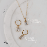 The Kiara Set in White.- gold and cubic zirconia pendant necklace and huggie earrings jewellery set - La Musa Jewellery