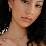 The Champagne Set - Gold earrings and dainty zirconia gemstone necklace jewellery set - La Musa Jewellery