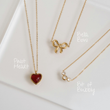 The Romance Set - pendant necklace jewellery set - heart necklace, bow necklace, gemstone zircon necklace - La Musa Jewellery