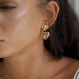 Asmara Heart Earrings - Gold - Drop Earrings, Gold, statement earrings - La Musa Jewellery
