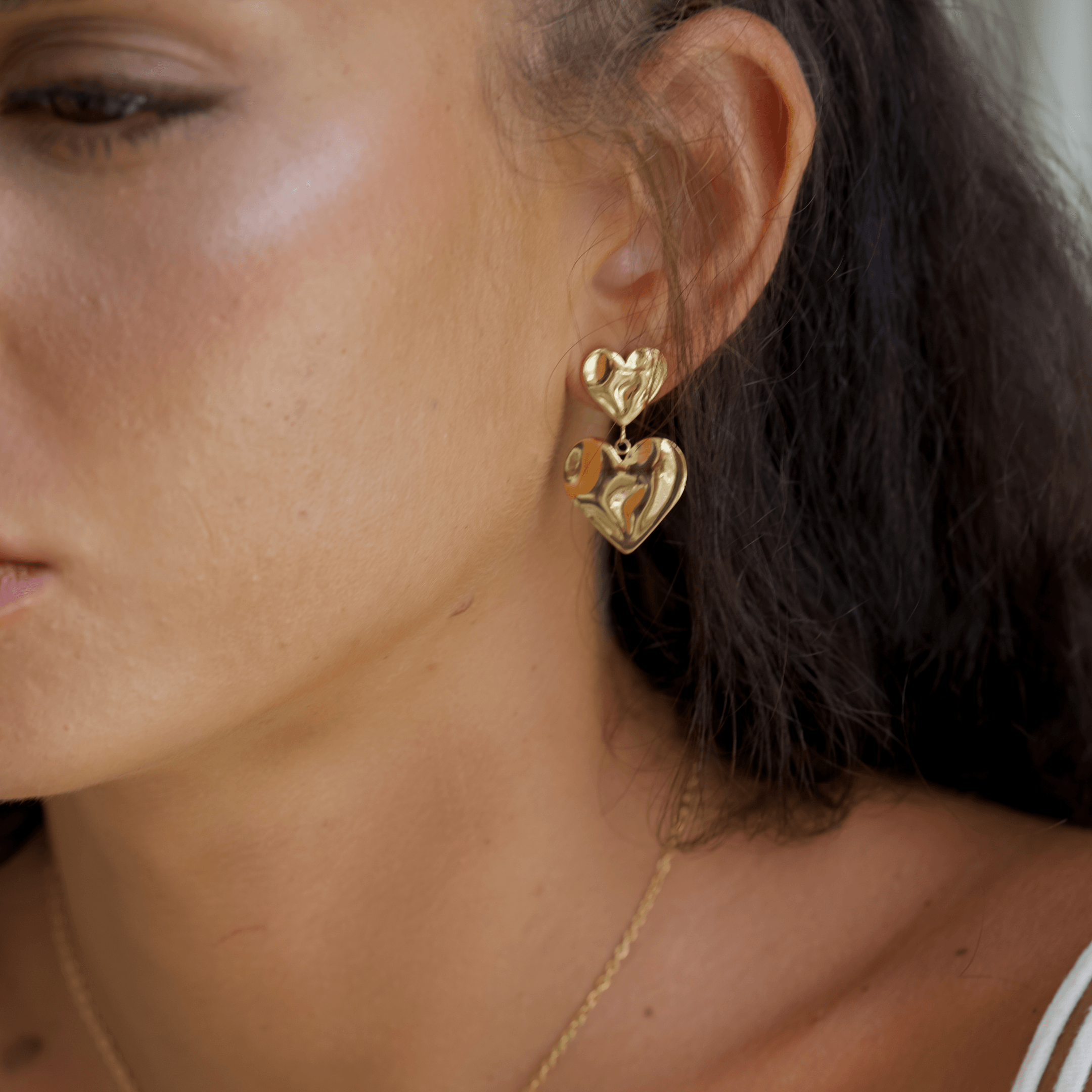 Asmara Heart Earrings - Gold - La Musa Jewellery