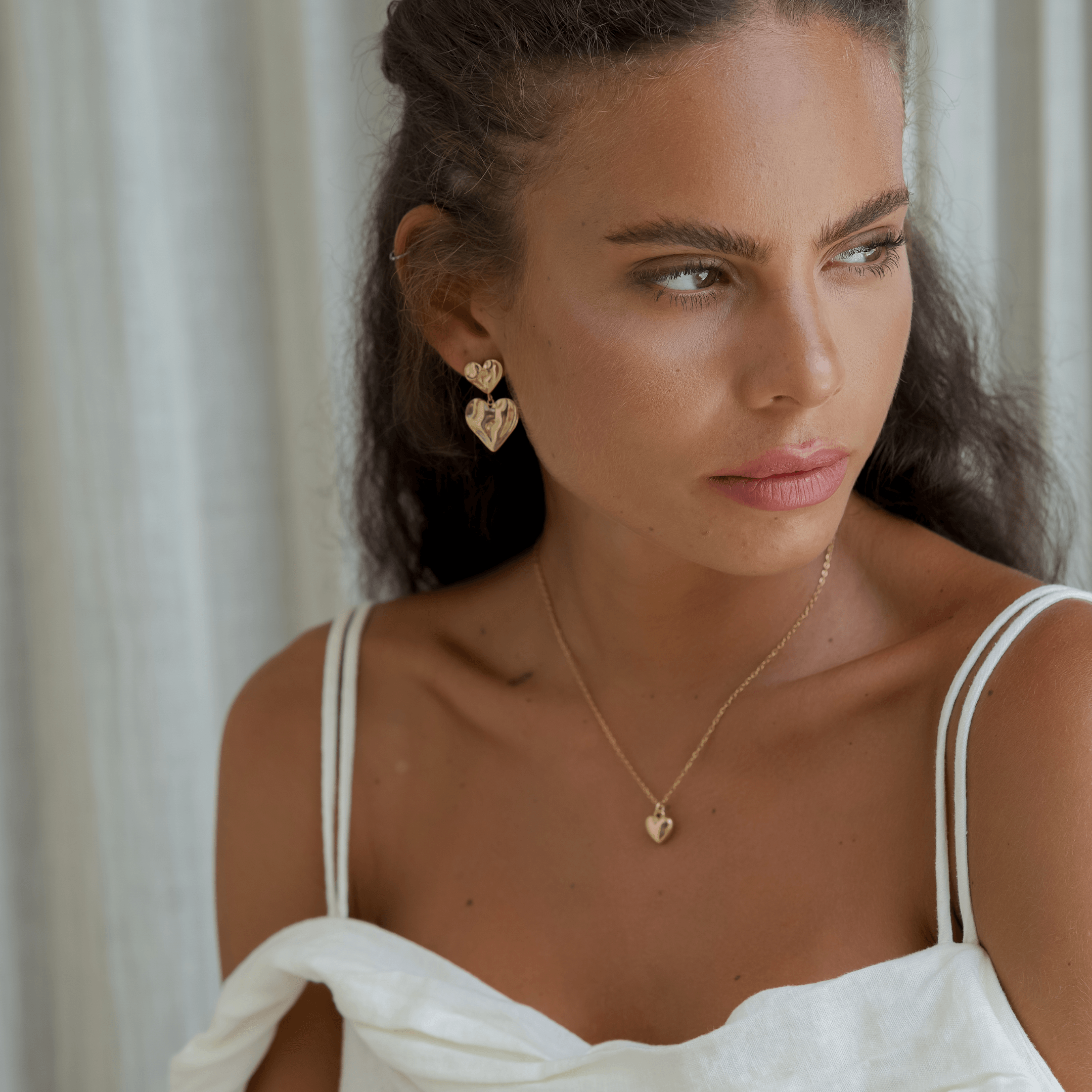 Asmara Heart Earrings - Gold - La Musa Jewellery