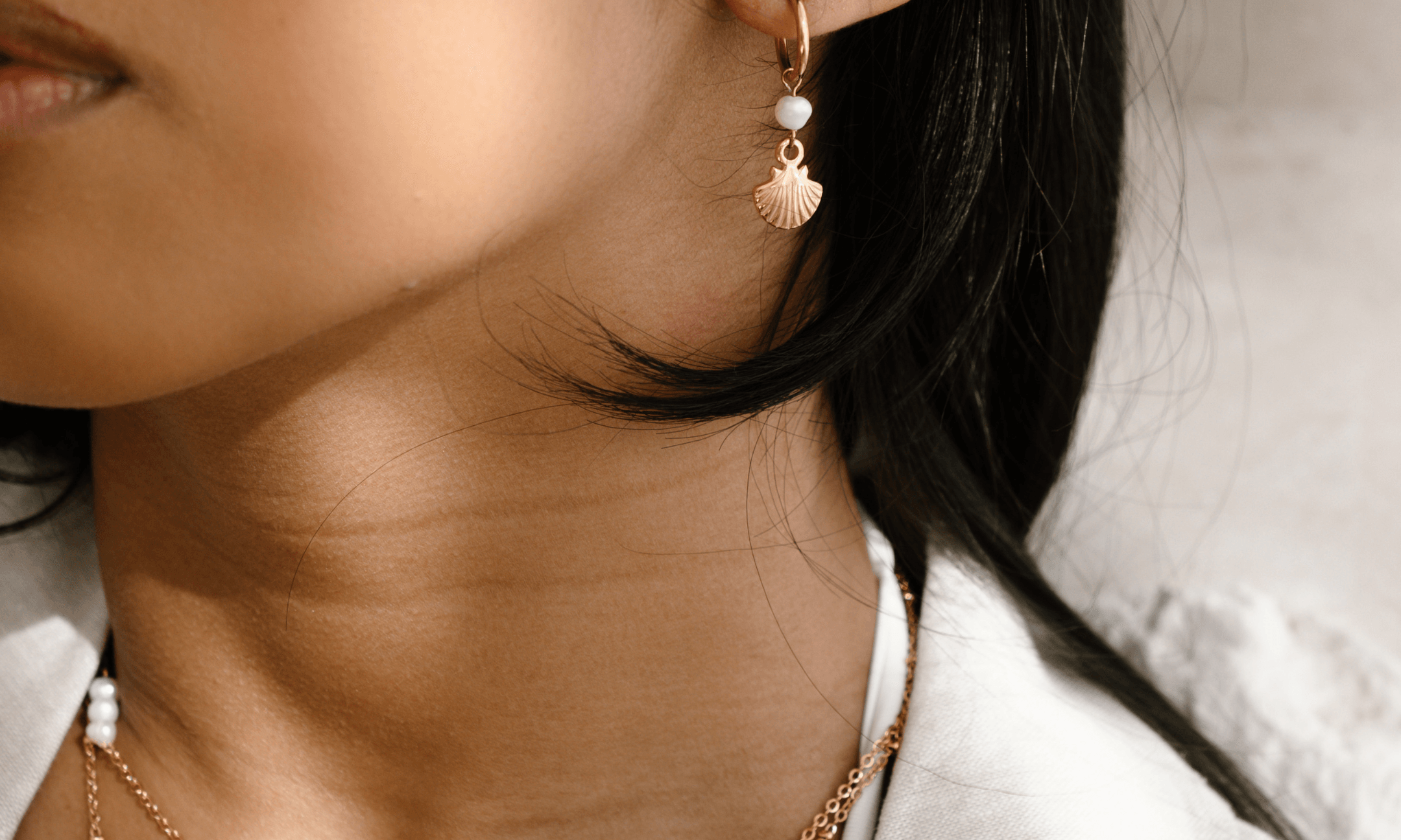 Seashell and pearl hoop earrings - La Musa Jewellery