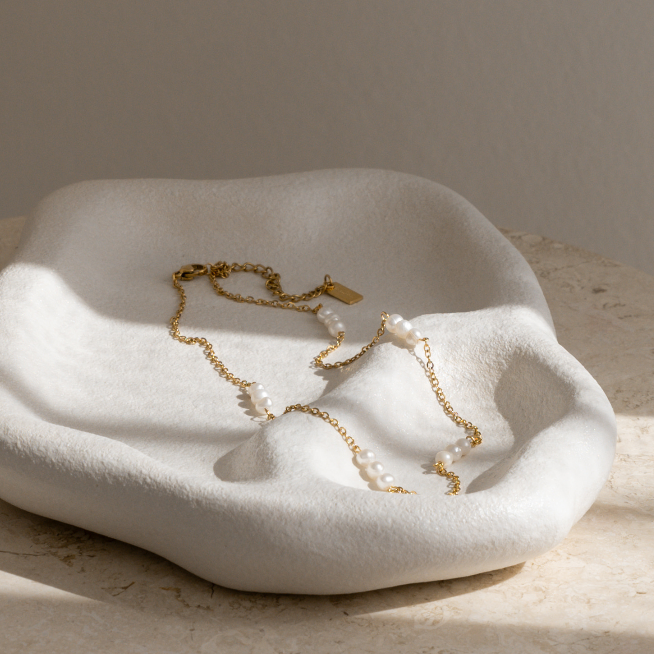 Dewi Pearl Necklace - gold chain pearl necklaces for women - waterproof jewellery - La Musa Jewellery