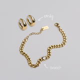The Sweet Set - gold hoop huggie earrings and gold chain bracelet jewellery set - La Musa Jewellery