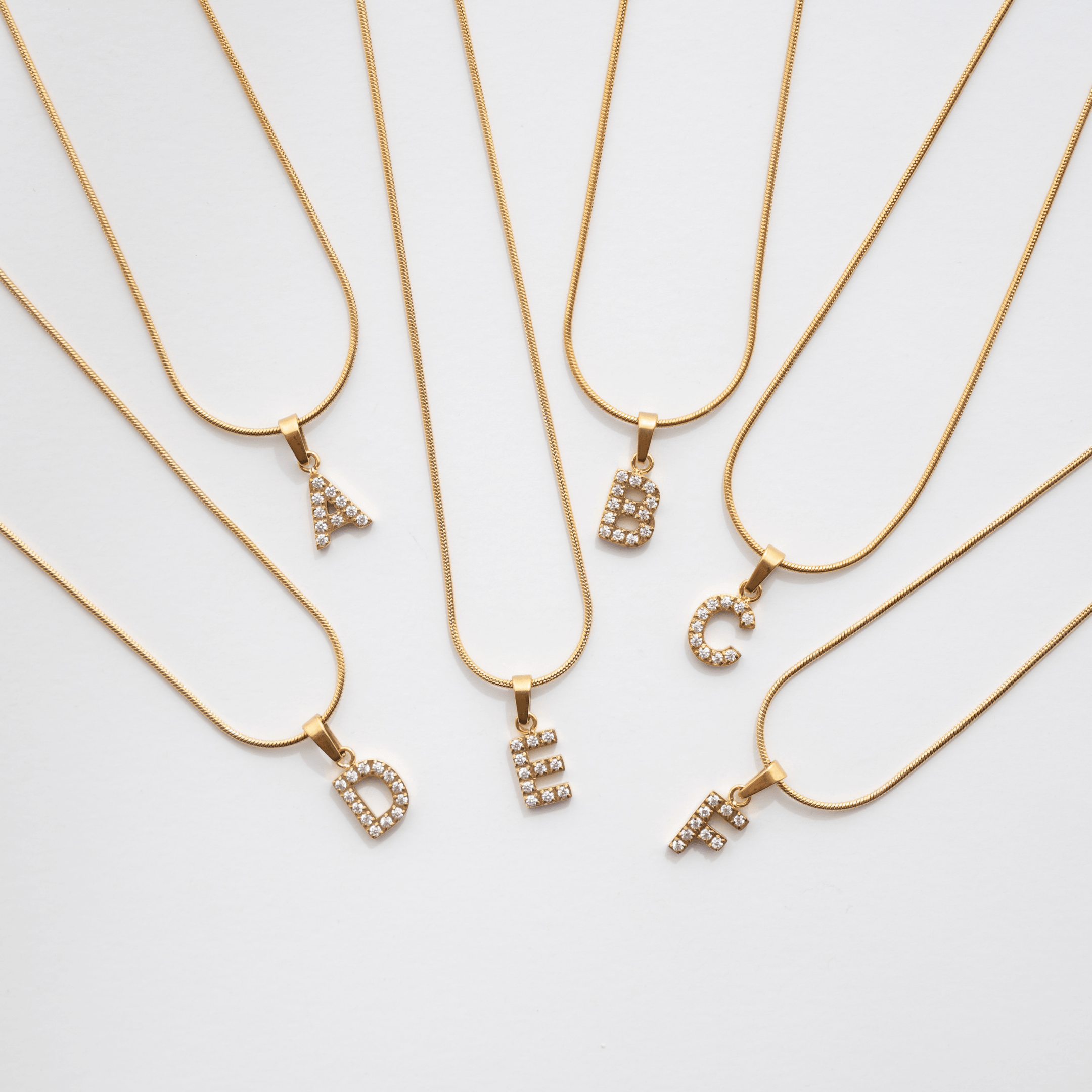 Initial Letter Necklace - a, b, c, e, f, g, Gold, h, i, j, k, l, letter, m, mens, n, name, o, p, personalised, q, r, s, t, u, v, w, x, y, z - La Musa Jewellery