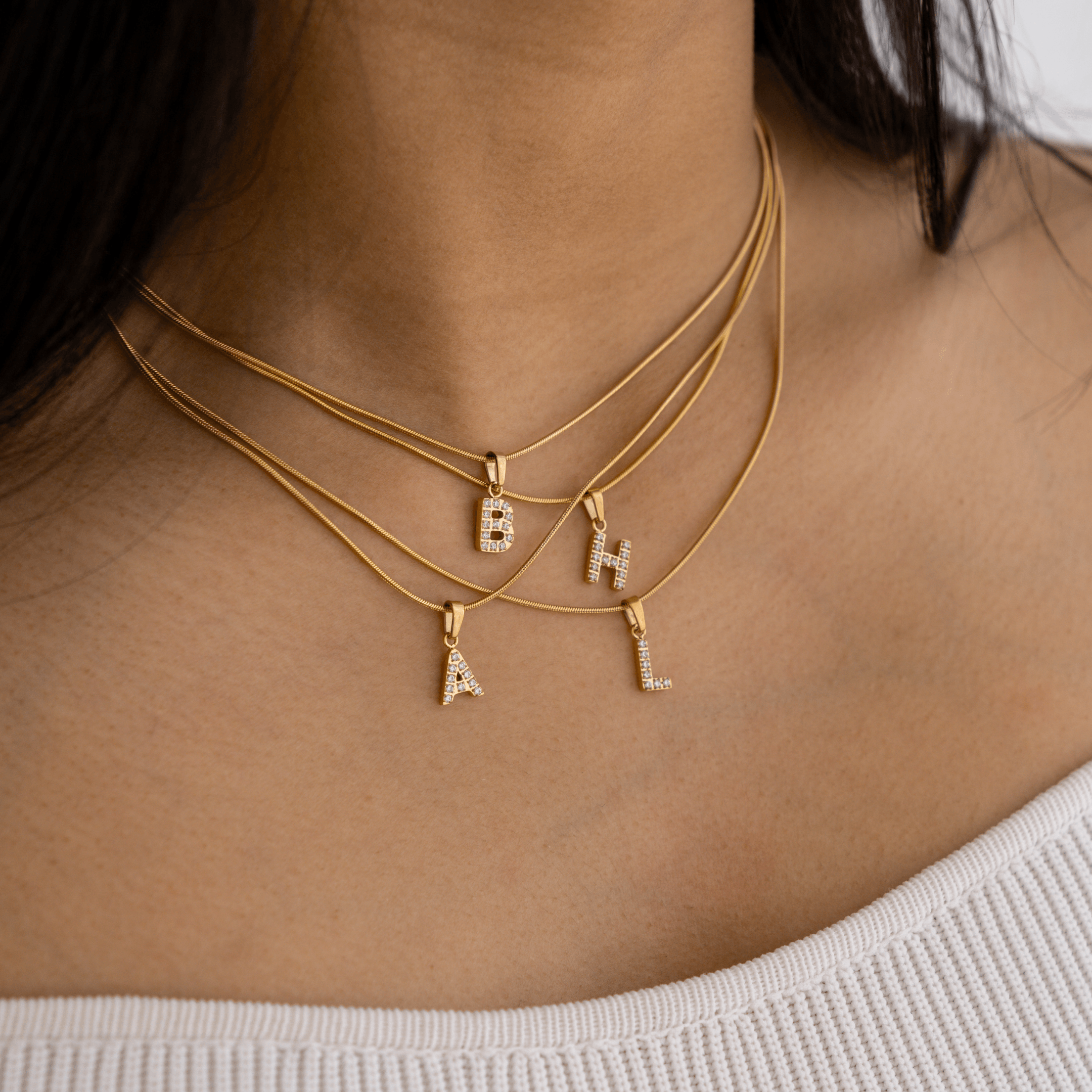 Initial Letter Necklace - a, b, c, e, f, g, Gold, h, i, j, k, l, letter, m, mens, n, name, o, p, personalised, q, r, s, t, u, v, w, x, y, z - La Musa Jewellery