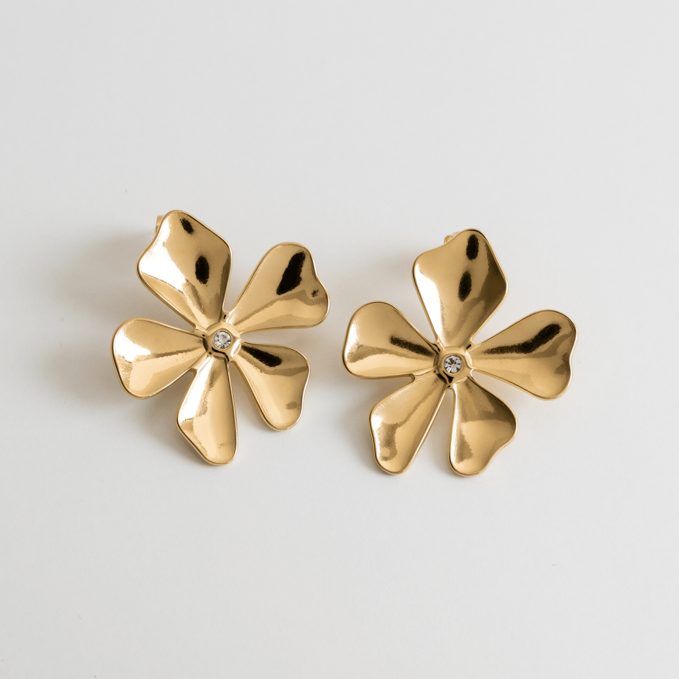 Melati Flower Earrings - Drop Earrings, flower, gemstone, Gold, statement, statement earrings - La Musa Jewellery