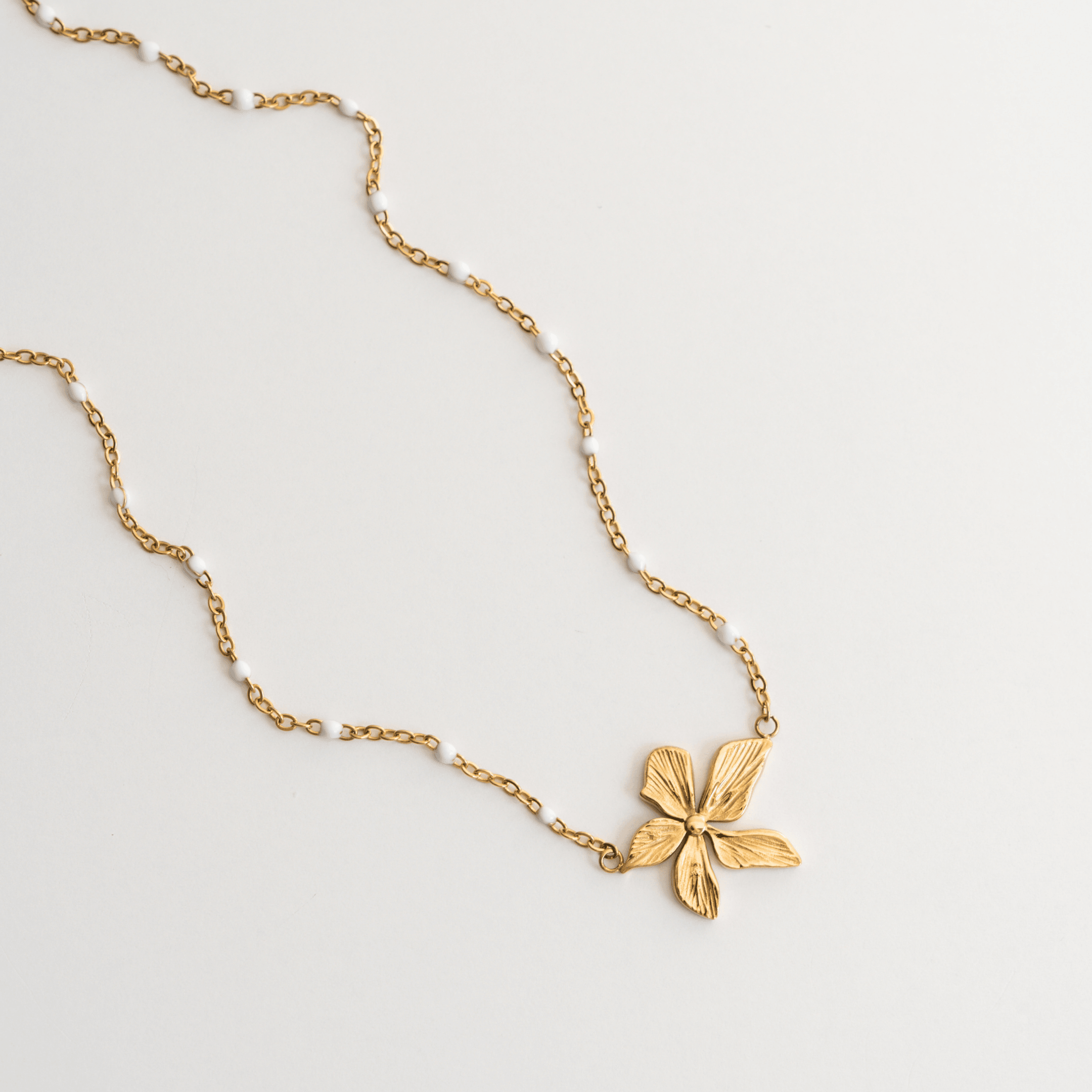 Melati Flower Necklace - gold beaded chain pendant charm necklace for women - waterproof jewellery australia - La Musa Jewellery