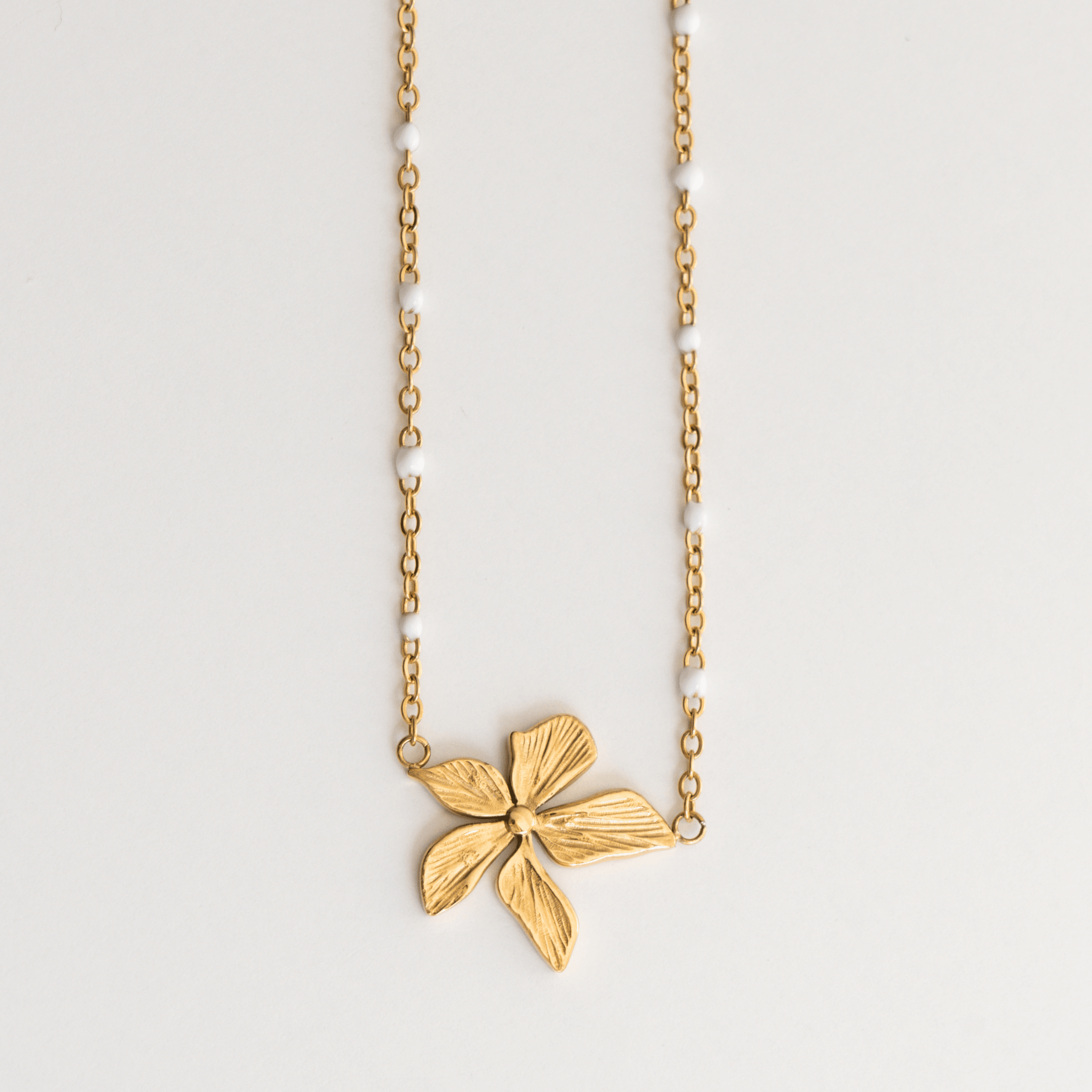 Melati Flower Necklace - gold beaded chain pendant charm necklace for women - waterproof jewellery australia - La Musa Jewellery
