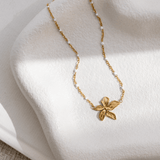 Melati Flower Necklace - gold beaded chain pendant charm necklace for women - waterproof jewellery australia - La Musa Jewellery
