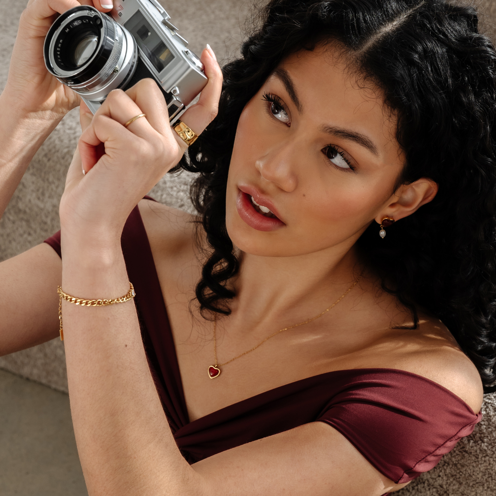 Pinot Heart Necklace - red agate crystal gold pendant necklace - waterproof jewellery - La Musa Jewellery