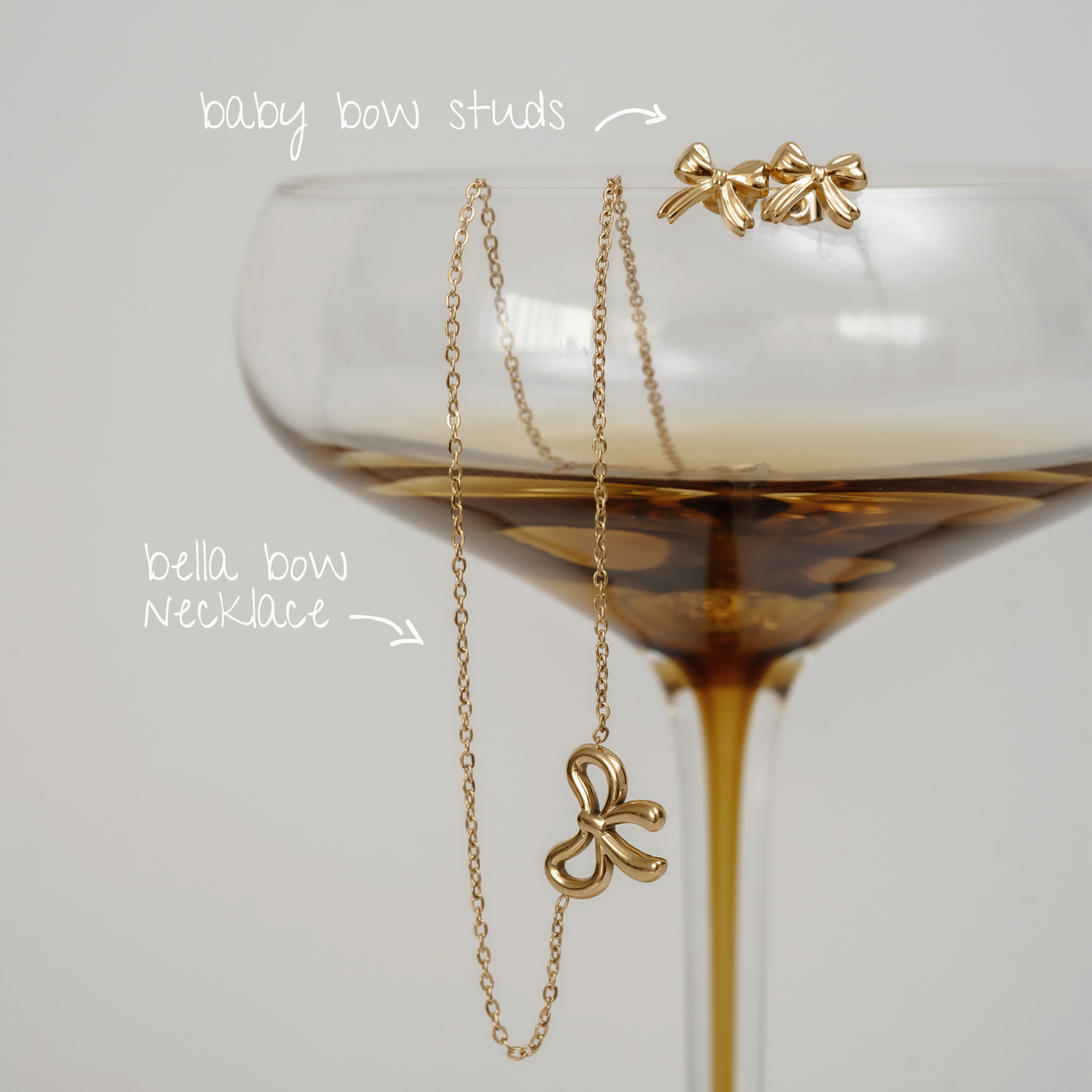 The Baby Bows Jewellery Set - bow stud earrings and bow pendant necklace jewellery set - La Musa Jewellery