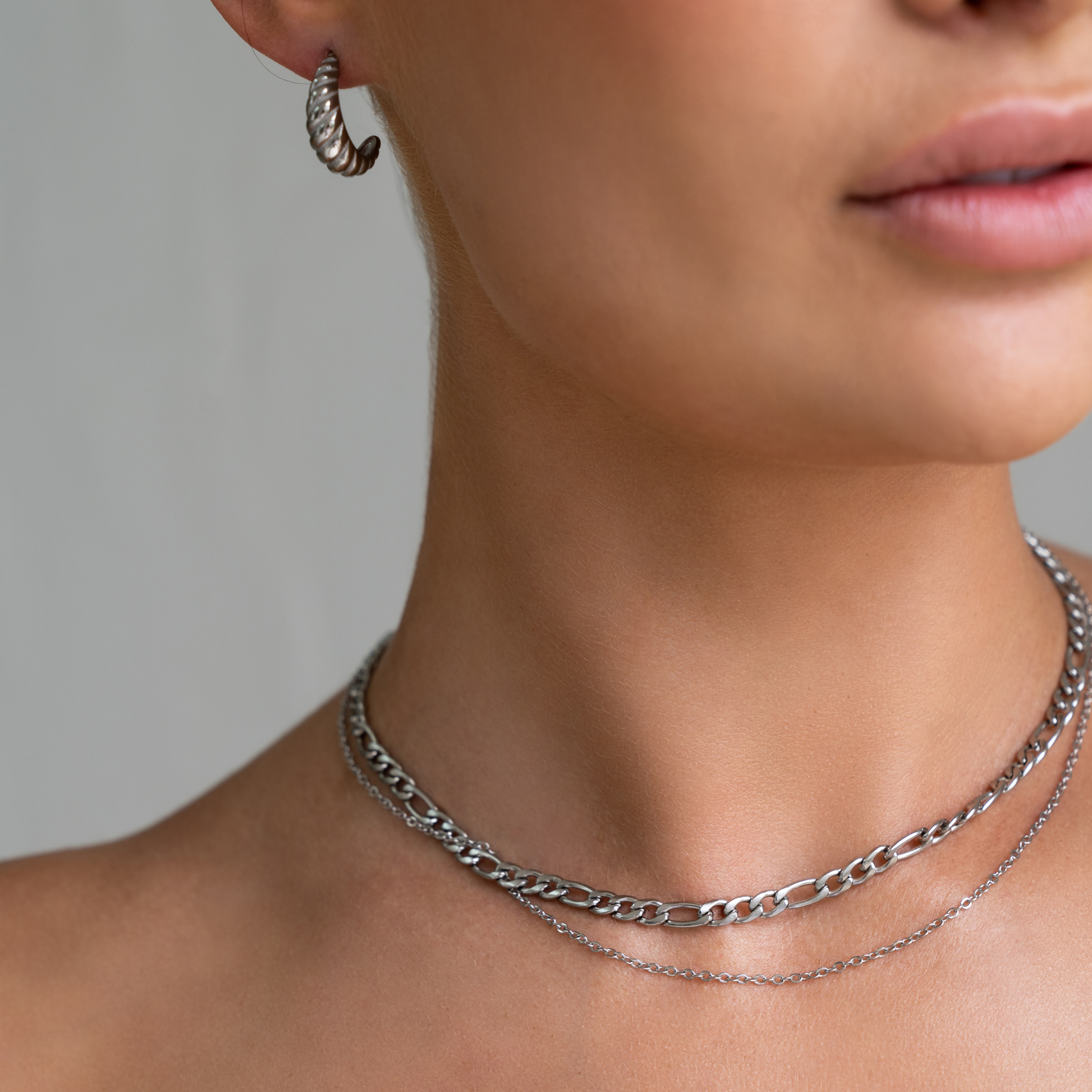 Double Chain Necklace - Silver - La Musa Jewellery