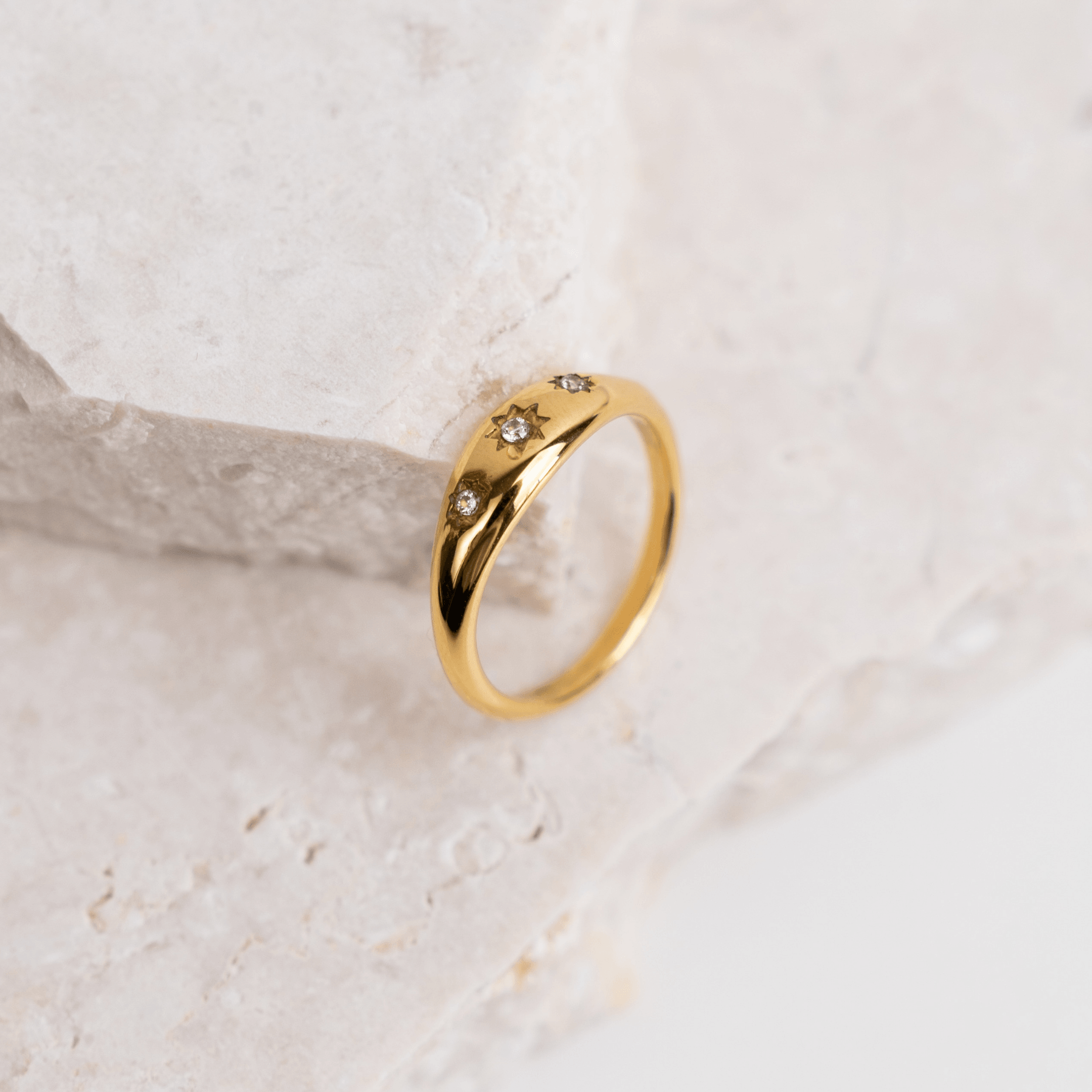 Sunrise Dome Ring - gold waterproof rings - waterproof jewellery - La Musa Jewellery
