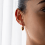 Gold Teardrop Hoop Earrings - waterproof jewellery - La Musa Jewellery