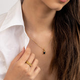 Kiara Pendant Necklace Black - cubic zirconia gemstone pendant necklaces for women - waterproof jewellery - La Musa Jewellery