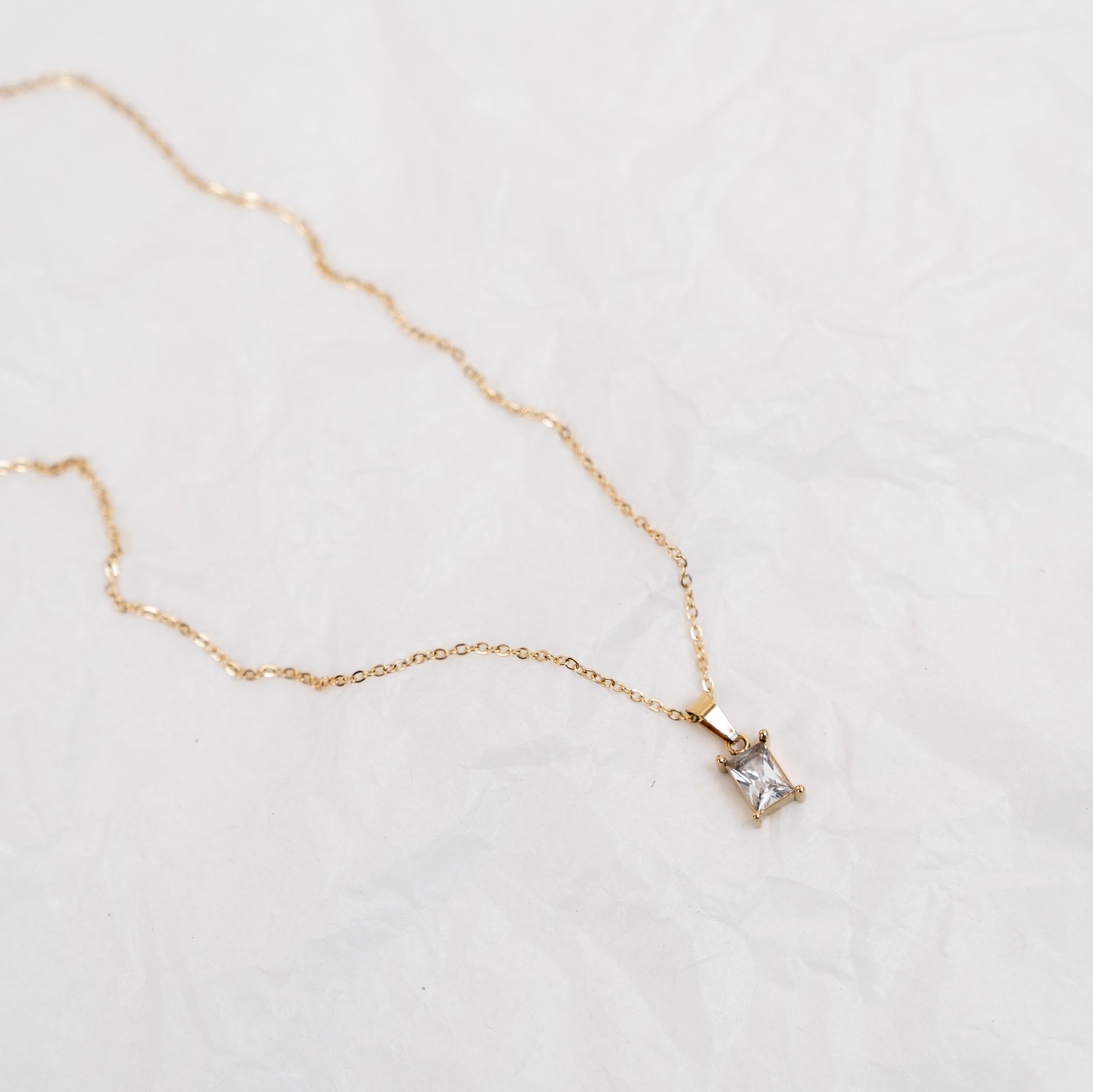 Kiara Pendant Necklace White - cubic zirconia gemstone pendant necklaces for women - waterproof jewellery - La Musa Jewellery